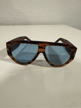 Tom Ford Bronson Tortoiseshell Sunglasses with blue lens